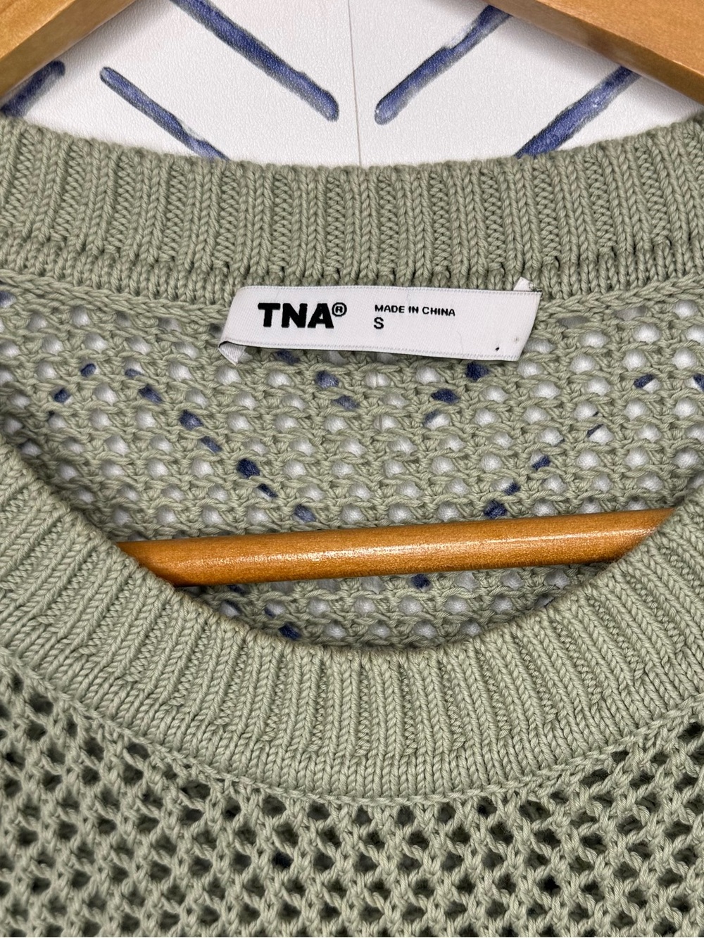 NWOT TNA Cotton Beaumont Crewneck Sweater Sage Green small *mint condition - Picture 2 of 4